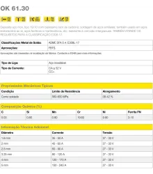 Eletrodo ESAB OK 61.30 E308L-17 - 4.00mm 2,5Kg