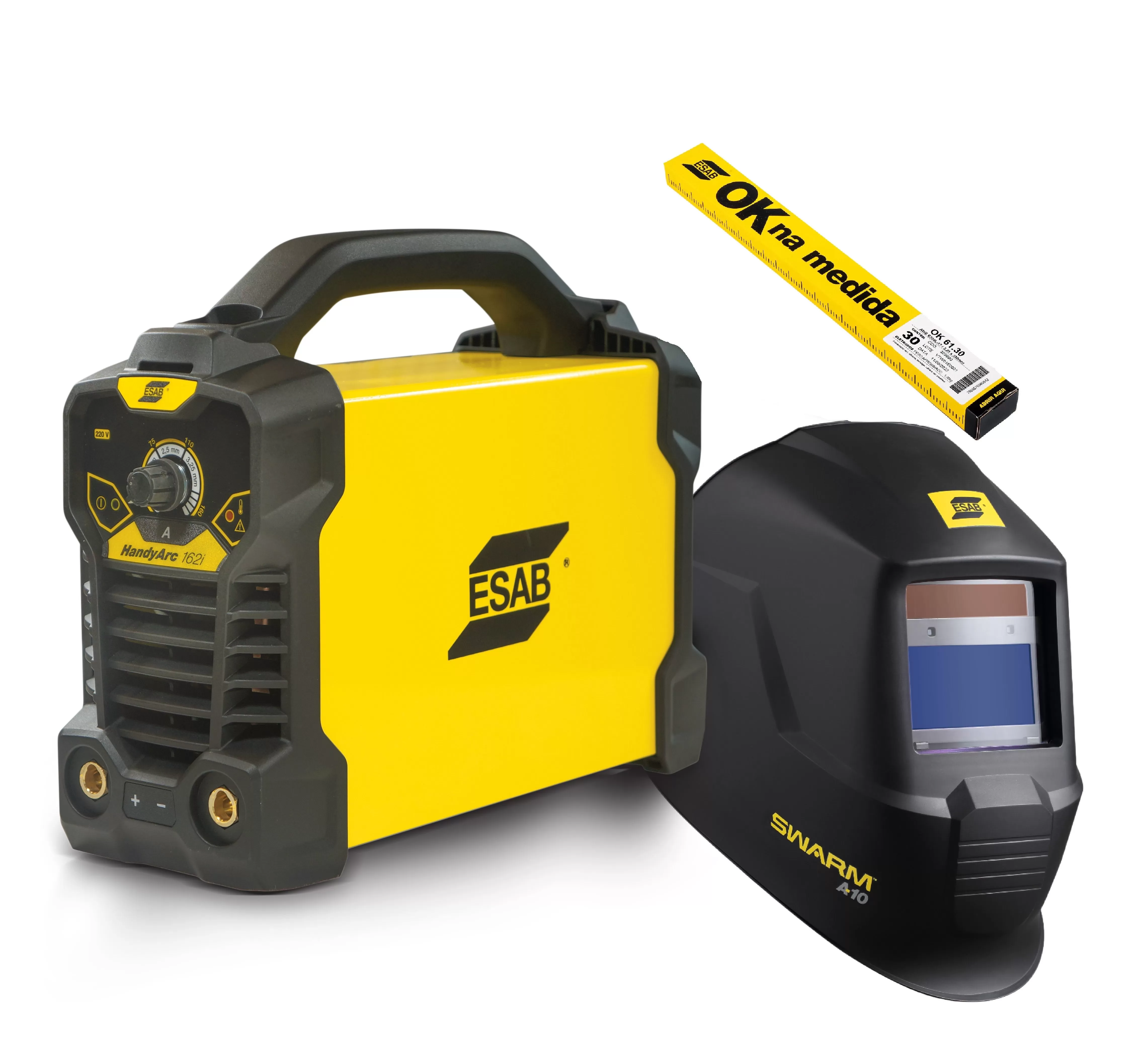 KIT Máquina de Solda Inversora ESAB HandyArc 162i + Swarm A10 + Eletrodo ESAB OK Na Medida - OK 61.30 E308-17 - 3,25mm 30 unids.